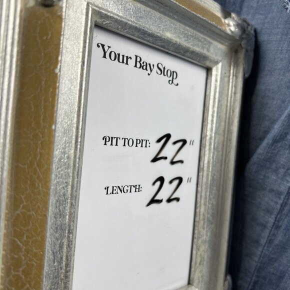 J Crew Women's Top Size XL 100% Cotton Denim Blue Ruffles Long Sleeve Pullover - Picture 7 of 8